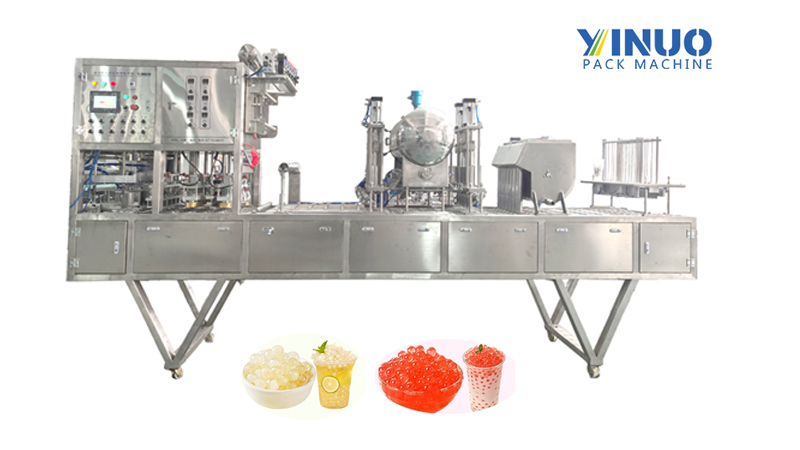 Industrial Food Packaging Automatic Boba Popa Ball Tea Cup Filling and Sealing Packing Machine
