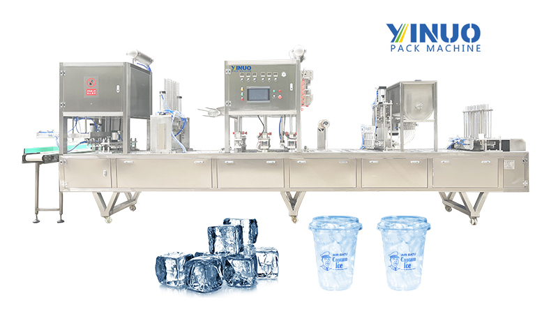 Ice Factory Automatic Linear Ice Cube Cup Filling Sealing Capping Packaging Machine