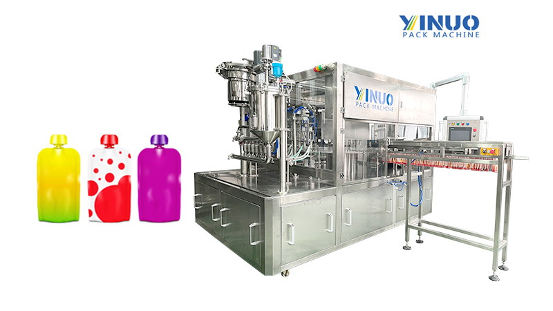 Liquid Puree Soybean Juice Full Automatic Spout Pouch Rotary Filling Capping Machine