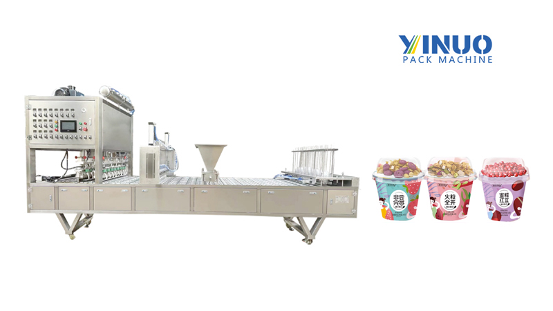 Automatic Yogurt Cup Top Lid Cereal Oat Cup Filling Sealing Packing Machine