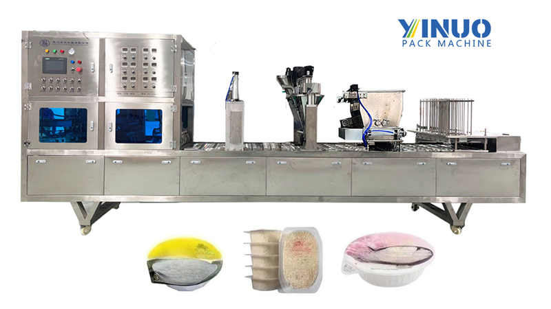 Automatic Rice Bean Dates Plastic Tray Filling And Sealing Packing Machine