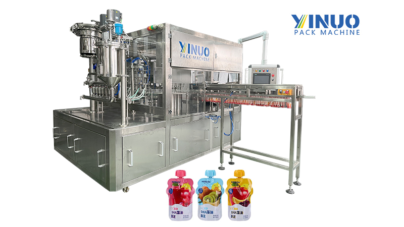 Automatic Rotary Liquid Paste Jams Jelly Baby Food Spout Pouch Bag Filling Capping Machine