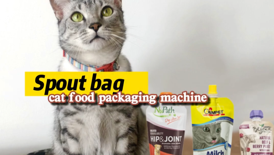 Nozzle bag cat food filling and capping packaging machine