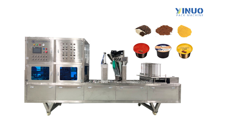 Automatic Coffee Powder Aluminum Foil Tray Filling and Sealing Packing Machine