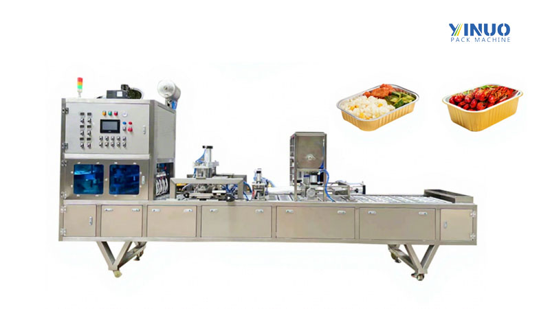 Premade Vegetables Dishes Air Food Aluminum Foil Tray Filling Sealing Packing machine