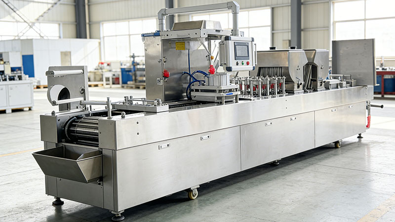 Automatic Thermoforming Soft Food Tray Filling Sealing Packing machine
